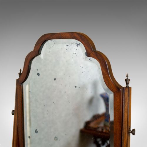 fig 4. Antique Bureau Mirror, English, Georgian Revival, Mahogany, Toilet Circa 1910