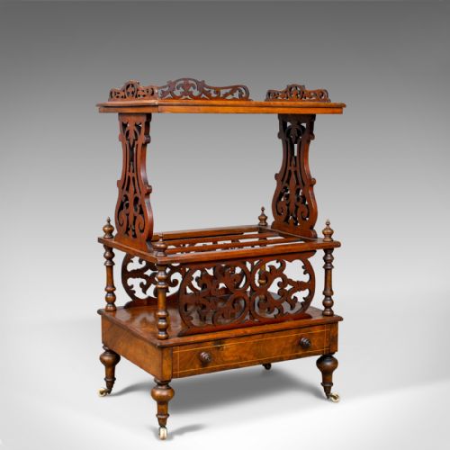 Antique Canterbury Table, English, Victorian, Music, Walnut, Circa 1860