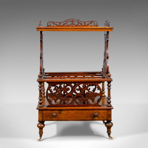 fig 1. Antique Canterbury Table, English, Victorian, Music, Walnut, Circa 1860