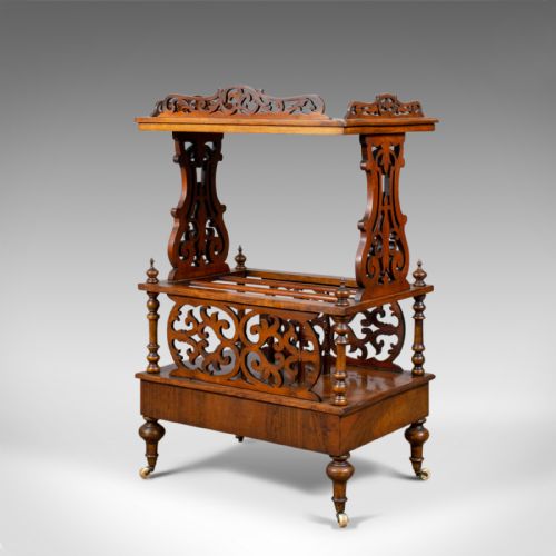 fig 2. Antique Canterbury Table, English, Victorian, Music, Walnut, Circa 1860