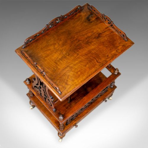 fig 4. Antique Canterbury Table, English, Victorian, Music, Walnut, Circa 1860