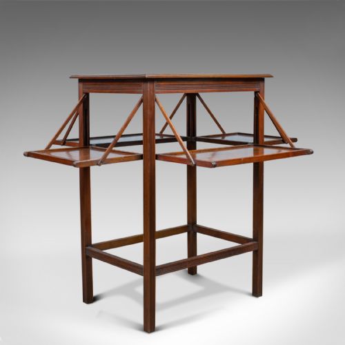 Antique Tea Table, English, Edwardian, Walnut, Cake Stand, Folding, Circa 1910