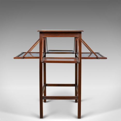 fig 2. Antique Tea Table, English, Edwardian, Walnut, Cake Stand, Folding, Circa 1910