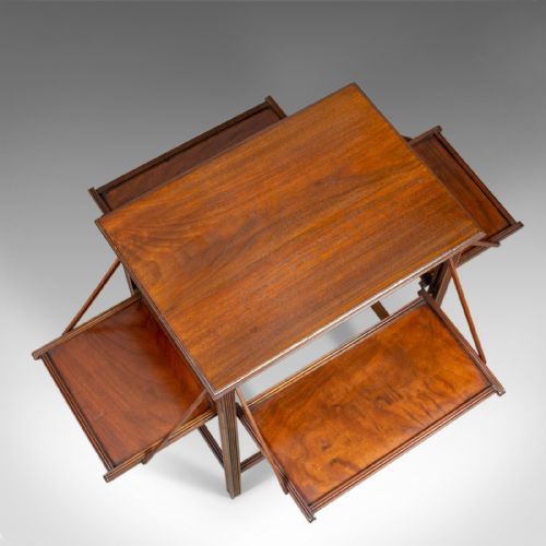 fig 3. Antique Tea Table, English, Edwardian, Walnut, Cake Stand, Folding, Circa 1910