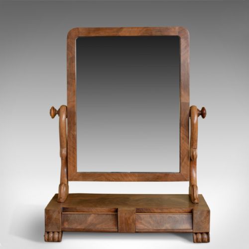 fig 1. Antique Dressing Table Mirror, Victorian, Mahogany, Adjustable, Swing Circa 1870