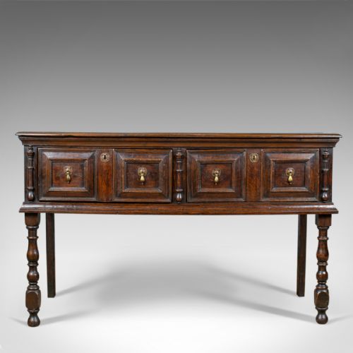fig 1. Antique Dresser Base, Early 18th Century, English, Oak, Sideboard, Circa 1700