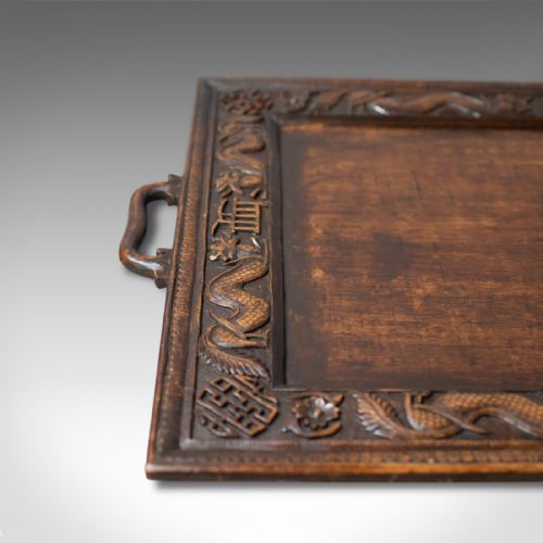 fig 1. Antique Tray, Oriental, Carved, Teak, Early 20th Century, Circa 1900
