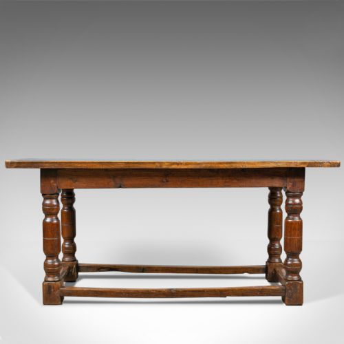 fig 1. Antique Refectory Table, English, Elm, Dining, Console, Early 18th Century