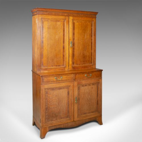 Antique Estate Cabinet, English, Victorian, Oak, Press Cupboard, Circa 1890