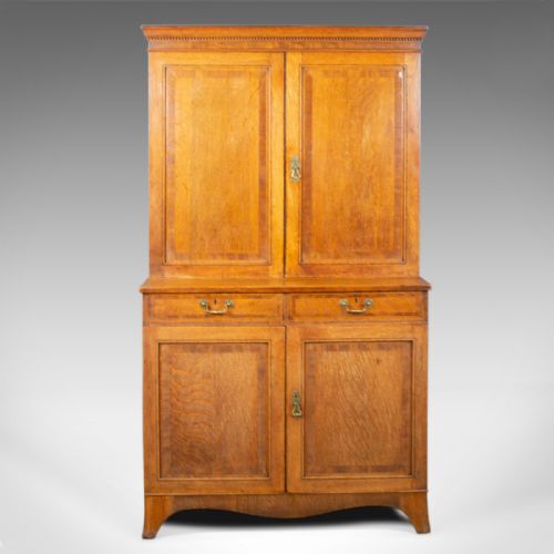 fig 2. Antique Estate Cabinet, English, Victorian, Oak, Press Cupboard, Circa 1890