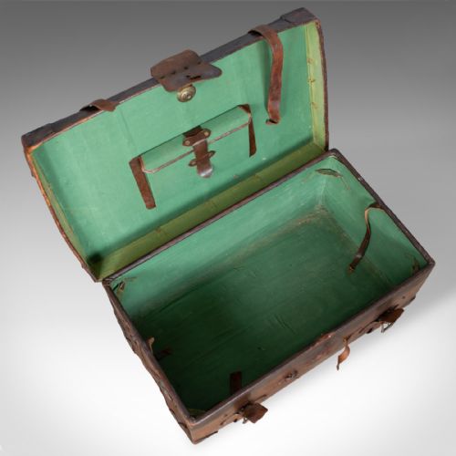 fig 2. Large Antique Steamer Trunk, English, Edwardian, Leather, Travel Case Circa 1910