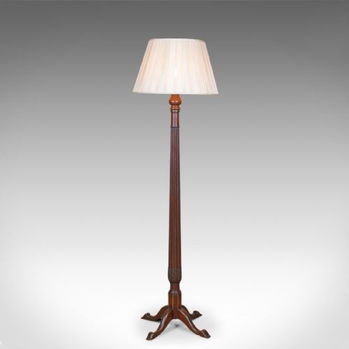 Antique Standard Lamp, English, Edwardian, William IV Bedpost Light, C.1910