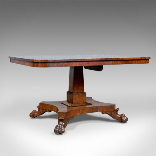 fig 1. Antique Breakfast Table, English, Regency, Flame Mahogany, Tilt-Top, Circa 1830