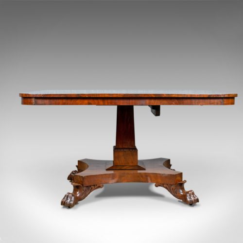 fig 2. Antique Breakfast Table, English, Regency, Flame Mahogany, Tilt-Top, Circa 1830