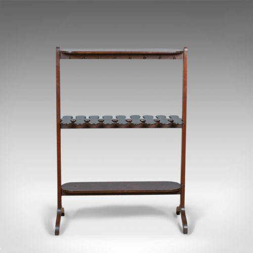 fig 1. Antique Boot Rack, English, Edwardian, Riding, Crop, Stand, Mahogany, Circa 1910