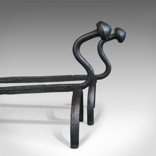 fig 3. Pair of Antique Andirons. English Firedogs. Forged, Turn of the Century C.1900