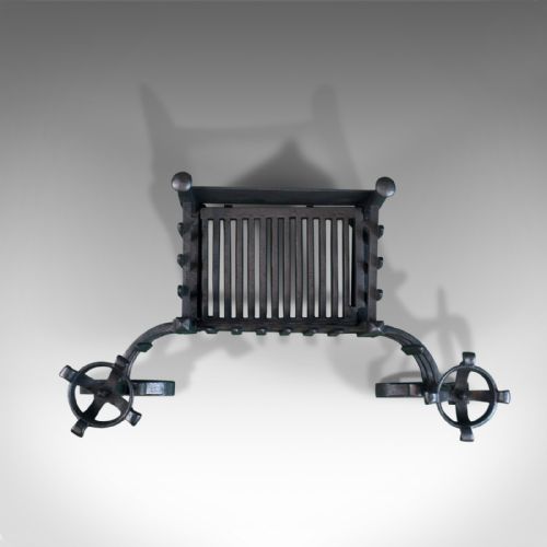 fig 3. Antique Fireplace, Medieval Style, Cup Dogs, English Iron, Circa 1900