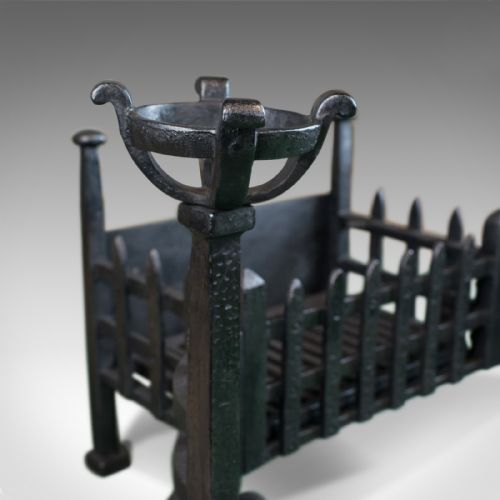 fig 4. Antique Fireplace, Medieval Style, Cup Dogs, English Iron, Circa 1900