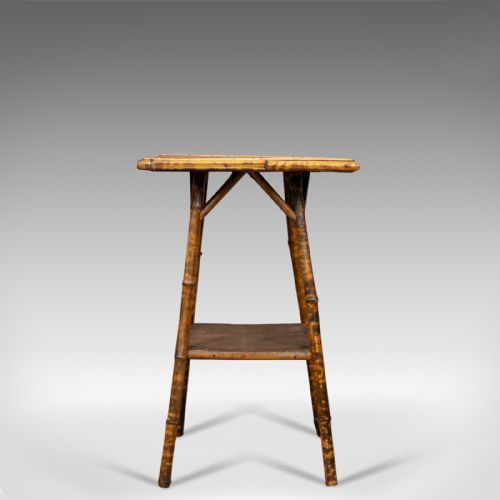 Antique Bamboo Table, Oriental Victorian, Lamp, Side, Occasional, Circa 1890
