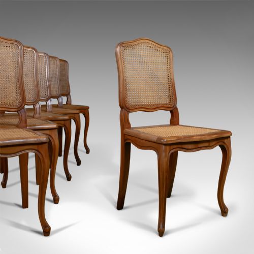 Set of Six, Antique Dining Chairs, French, Beech, Louis Xv Revival, Circa 1930