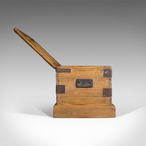 fig 3. Small Antique Carriage Chest, Victorian, Metal Bound, Pine Trunk, Circa 1870