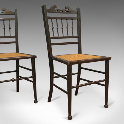 Pair of Antique Chairs, Edwardian, Ebonised, Side, Early 20th Century, C.1910