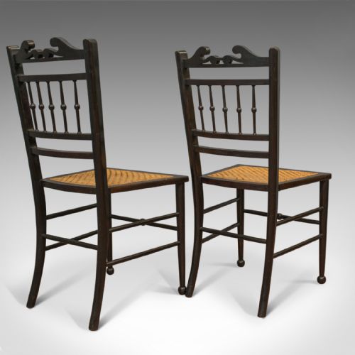 fig 4. Pair of Antique Chairs, Edwardian, Ebonised, Side, Early 20th Century, C.1910