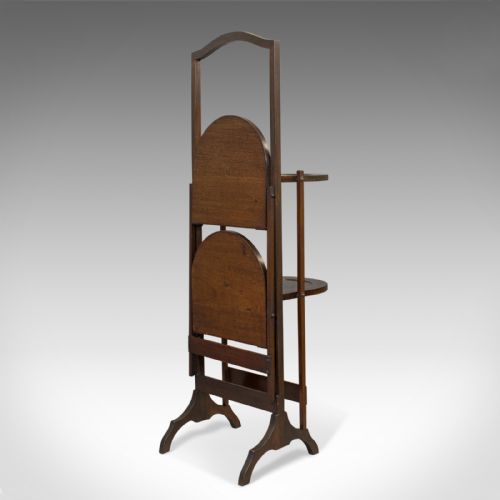 fig 2. Antique Cake Stand, Folding Table, English, Walnut, Edwardian, Circa 1910