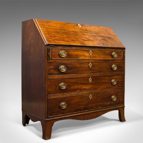 Antique Bureau, English, Georgian, Mahogany, Late 18th Century, Circa 1790