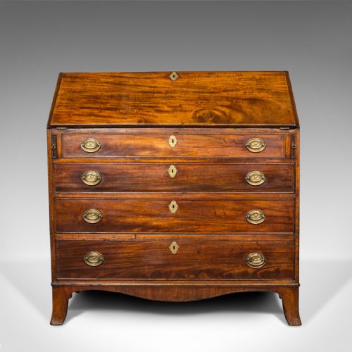 fig 1. Antique Bureau, English, Georgian, Mahogany, Late 18th Century, Circa 1790
