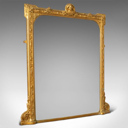 fig 1. Antique, Overmantel Mirror, Italian, Classical, Gilt Gesso, Wall, Circa 1850