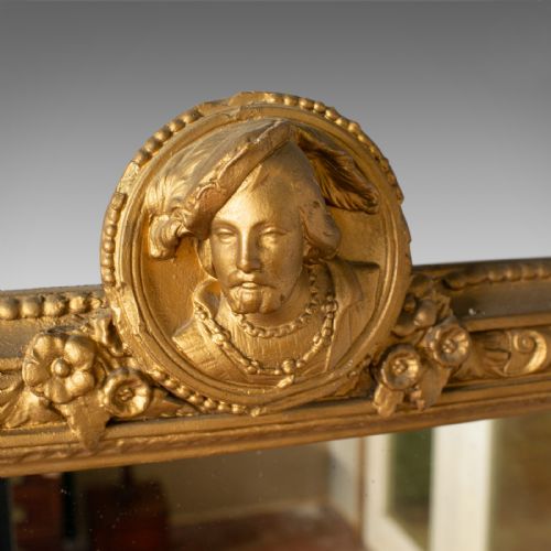 fig 2. Antique, Overmantel Mirror, Italian, Classical, Gilt Gesso, Wall, Circa 1850
