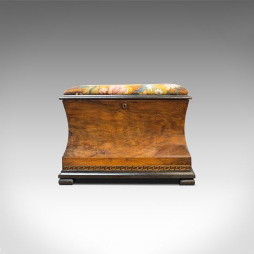fig 3. Antique Ottoman Footstool, Victorian, Walnut, Needlepoint, Tapestry, Circa 1860