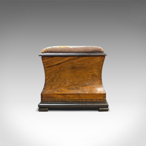 fig 4. Antique Ottoman Footstool, Victorian, Walnut, Needlepoint, Tapestry, Circa 1860