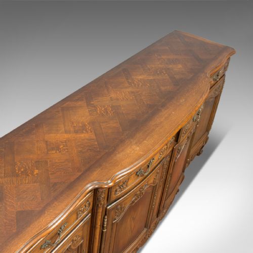 fig 5. Large Antique Sideboard, French, Bow Front, Oak, Buffet Cabinet, Circa 1900