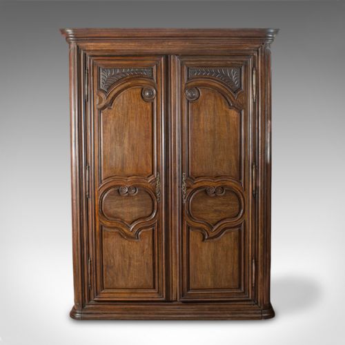 fig 1. Antique Continental Armoire, French, Oak, Wardrobe, Mid 19th Century, Circa 1850