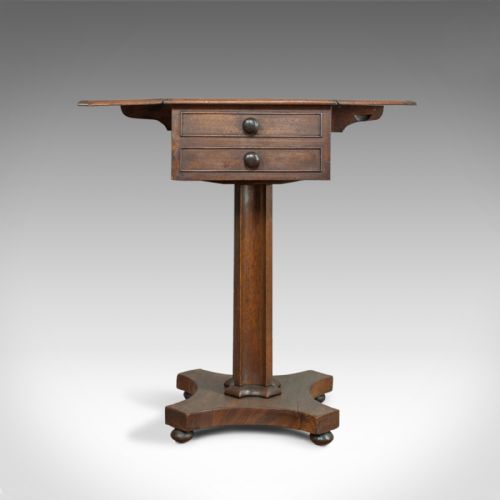 fig 3. Antique Pembroke Work Table, English, Victorian, Flame Mahogany, Drop Flap c1840
