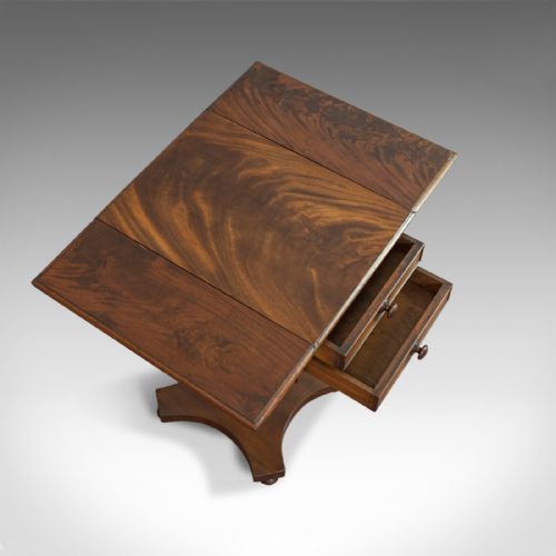 fig 4. Antique Pembroke Work Table, English, Victorian, Flame Mahogany, Drop Flap c1840