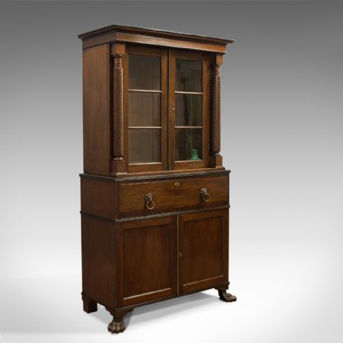 fig 1. Antique Secretaire Bookcase, Scottish, Mahogany, Cabinet, Victorian, Circa 1880