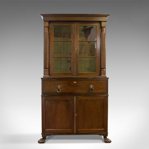 fig 2. Antique Secretaire Bookcase, Scottish, Mahogany, Cabinet, Victorian, Circa 1880