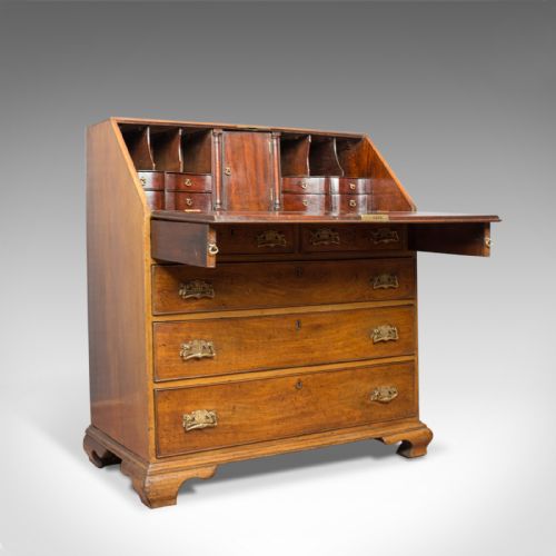 fig 1. Antique Bureau, Mahogany, English, Georgian, Circa 1780