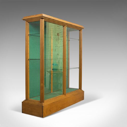 Antique Shop Display Cabinet, English, Victorian Fitting, Ash, Fitting, C.1900