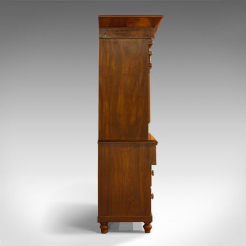 fig 3. Antique Linen Press, Victorian, Housekeeper's Cupboard, Flame Mahogany, c.1860