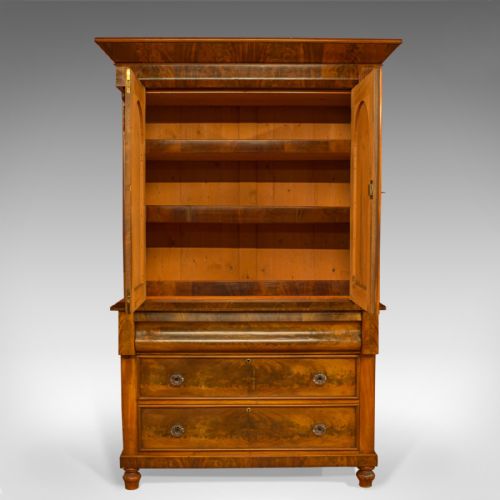 fig 5. Antique Linen Press, Victorian, Housekeeper's Cupboard, Flame Mahogany, c.1860