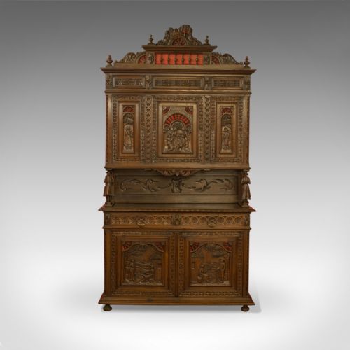 ANTIQUE CARVED BRETON BUFFET CABINET FRENCH OAK CIRCA 1880 - ADDITIONAL PHOTO 1