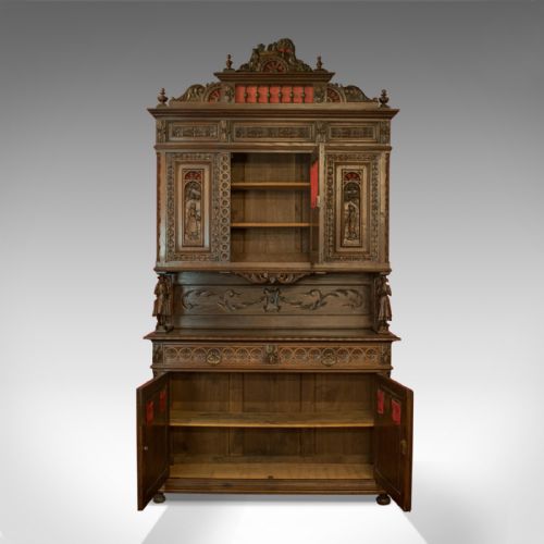 ANTIQUE CARVED BRETON BUFFET CABINET FRENCH OAK CIRCA 1880 - ADDITIONAL PHOTO 4