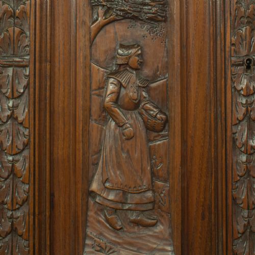 ANTIQUE CARVED BRETON BUFFET CABINET FRENCH OAK CIRCA 1880 - ADDITIONAL PHOTO 6