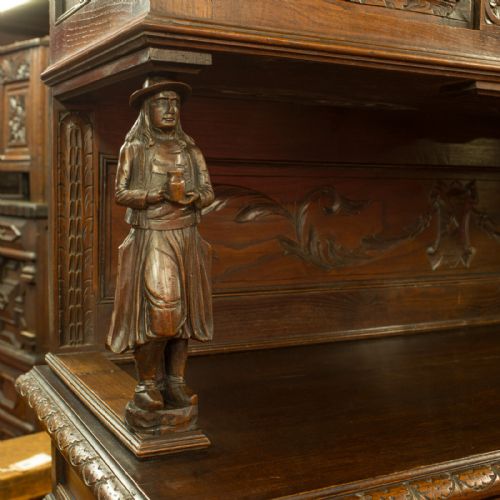ANTIQUE CARVED BRETON BUFFET CABINET FRENCH OAK CIRCA 1880 - ADDITIONAL PHOTO 7