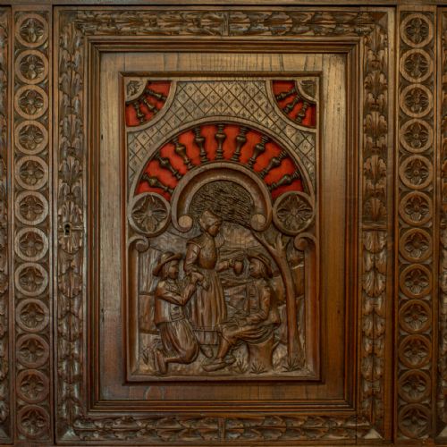 ANTIQUE CARVED BRETON BUFFET CABINET FRENCH OAK CIRCA 1880 - ADDITIONAL PHOTO 9