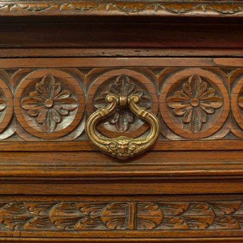 ANTIQUE CARVED BRETON BUFFET CABINET FRENCH OAK CIRCA 1880 - ADDITIONAL PHOTO 10